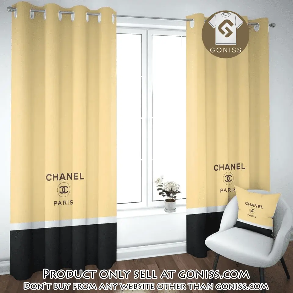 Chanel paris pastel yellow premium window curtains hot  luxury curtain wc103 gn0617064